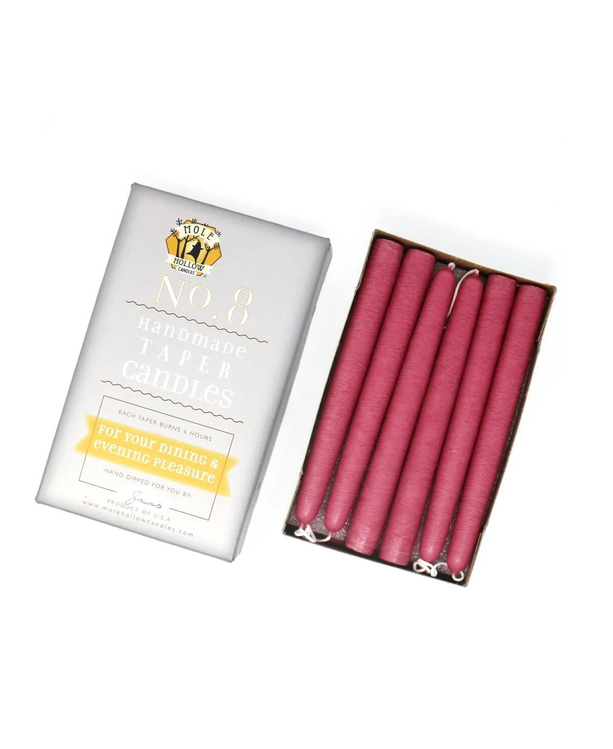 Colonial Pink Taper Candles, Set of 12 K4469