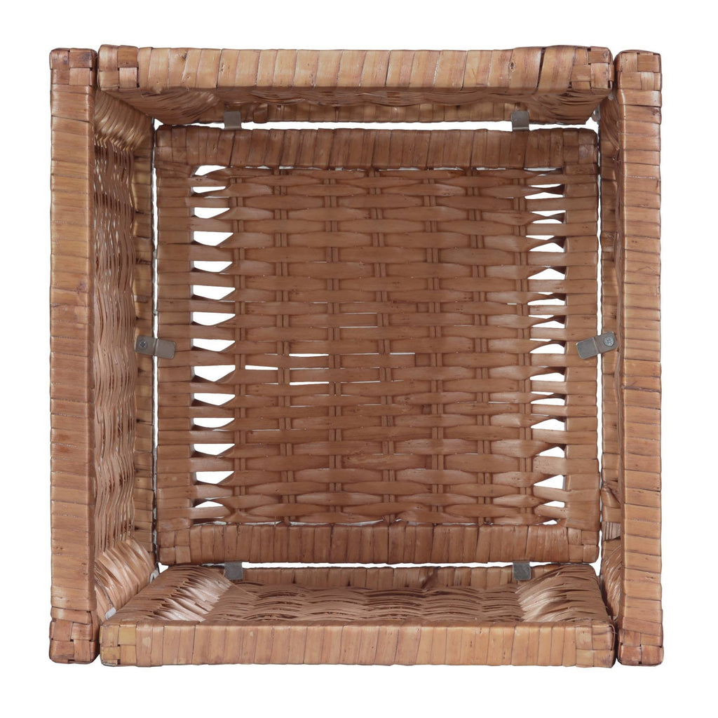 White/Natural Square Folding Bookcase with Wicker Storage Baskets X349