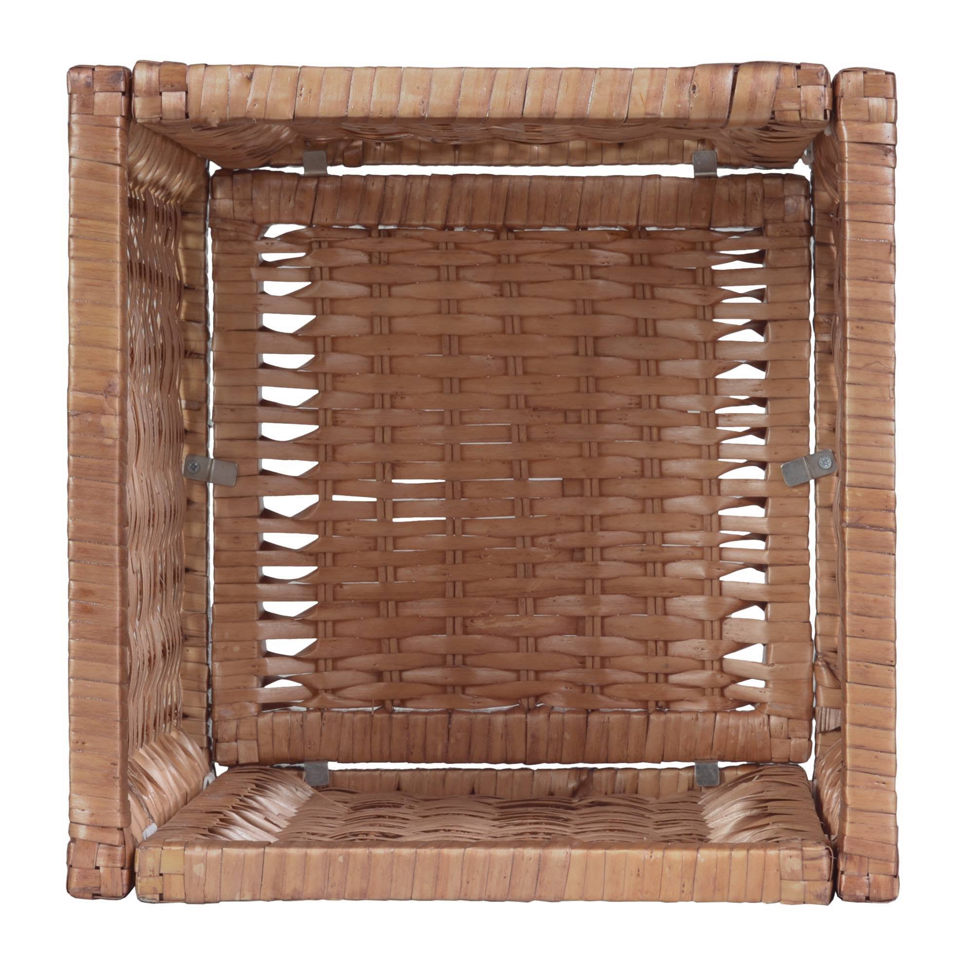 White/Natural Square Folding Bookcase with Wicker Storage Baskets X349