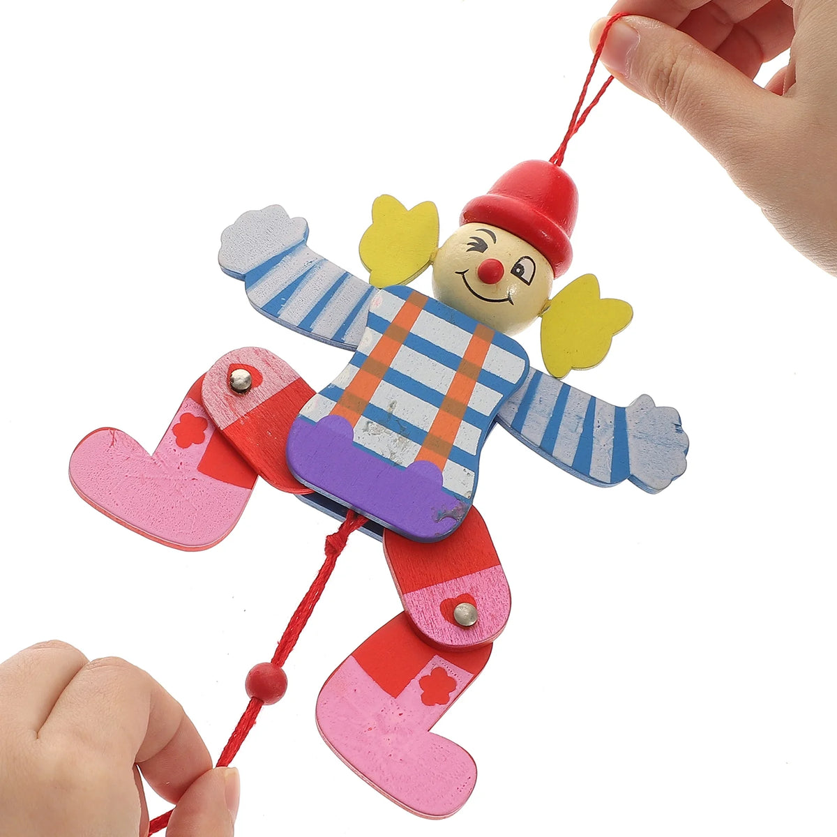 2Pcs Wood Clown Marionette Puppet Toy O94265