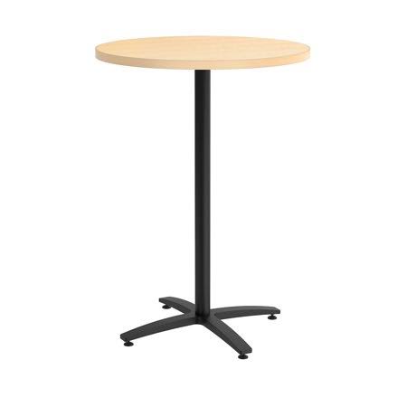 30x22 Round Natural Maple Laminate Bistro Height Black Base Table S4264