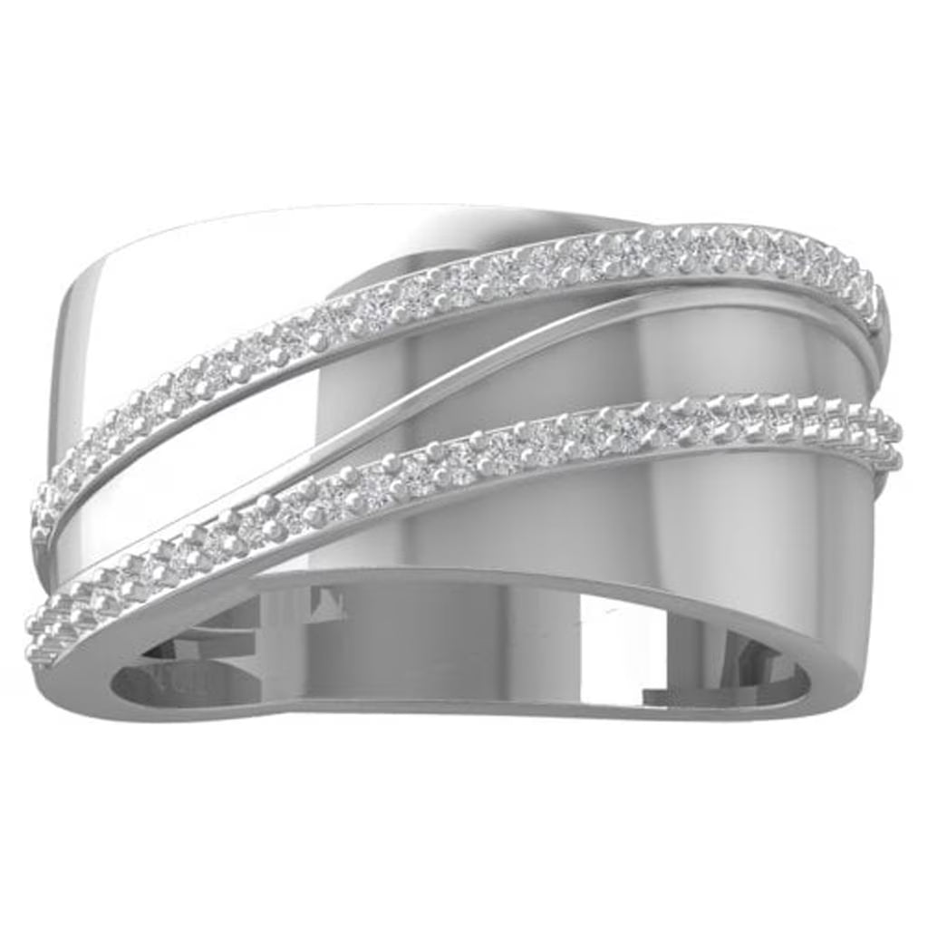 14K White Gold Diamond Wedding Band Ring Size 5 T332