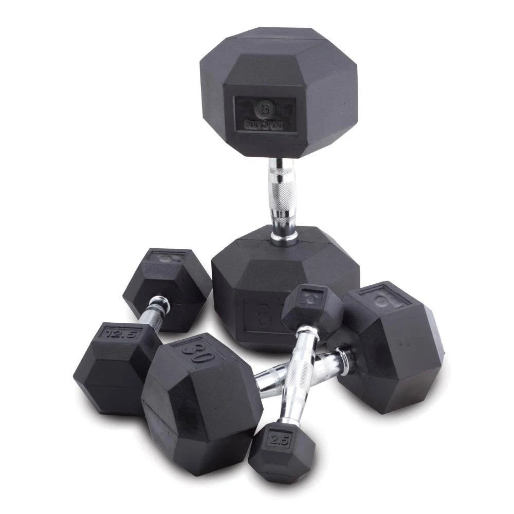 Rubber Encased Hex Dumbbells 60 lb. I750385