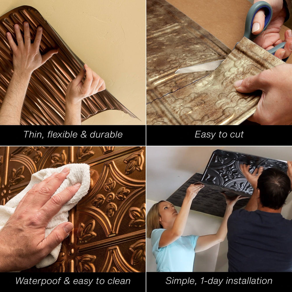 Oil-Rubbed Bronze Glue Up Ceiling Tile 5 Pack J352