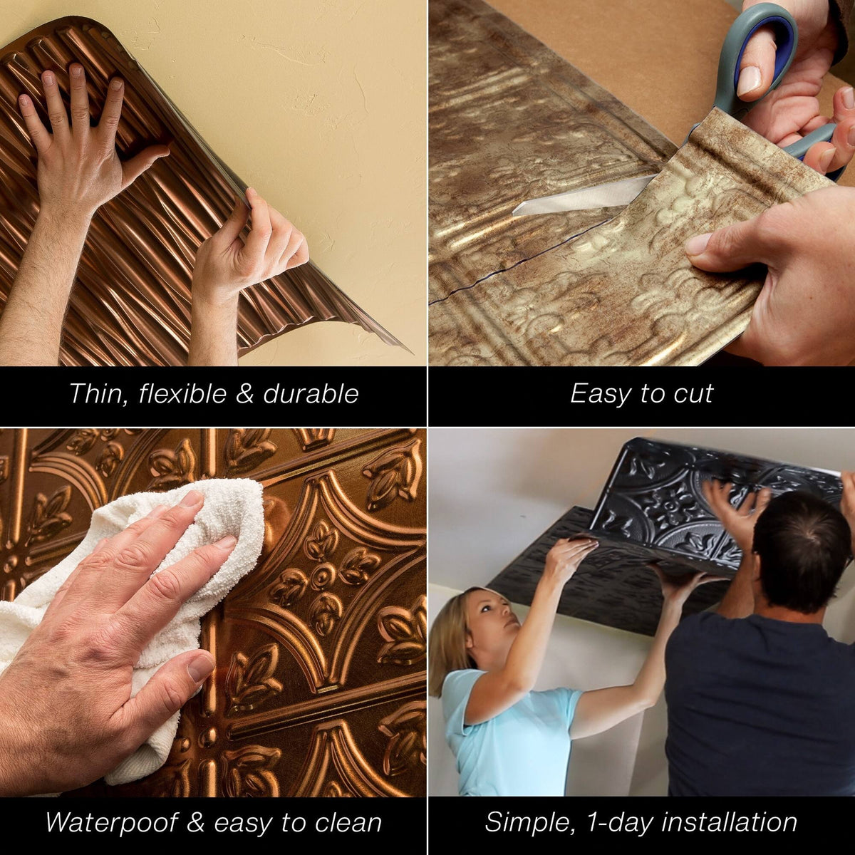 Oil-Rubbed Bronze Glue Up Ceiling Tile 5 Pack J352