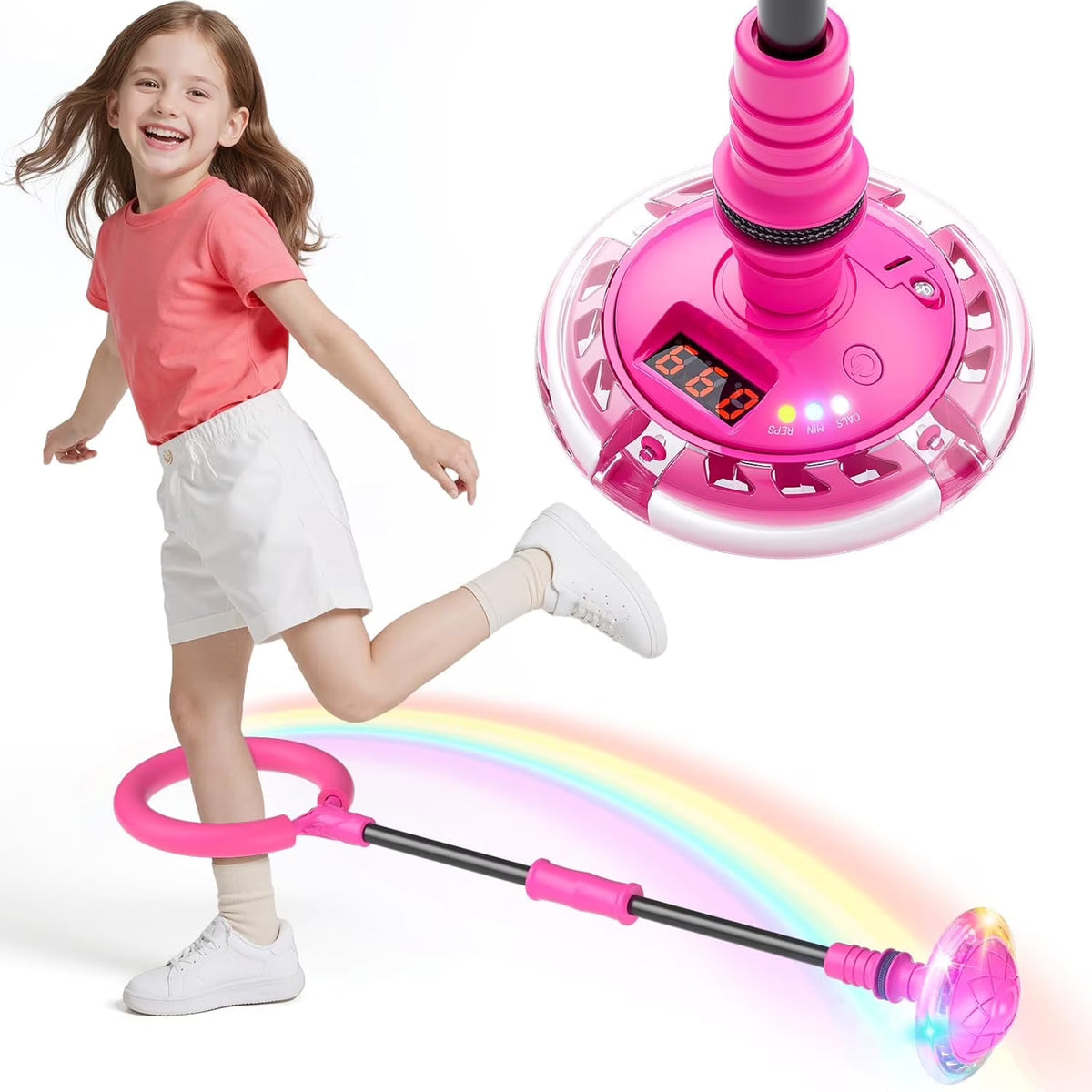 Foldable Ankle Skip Ball Toy with LED Counter and Flashing Lights Y4986