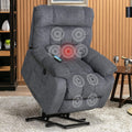 Power Lift Recliner Chair with Heat & Vibration Fabric Sofa Electric Lift Chair Gray Blue I264973