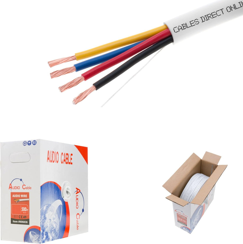 500ft 18AWG 4 Conductors CL2 Rated Speaker Cable Wire B5178
