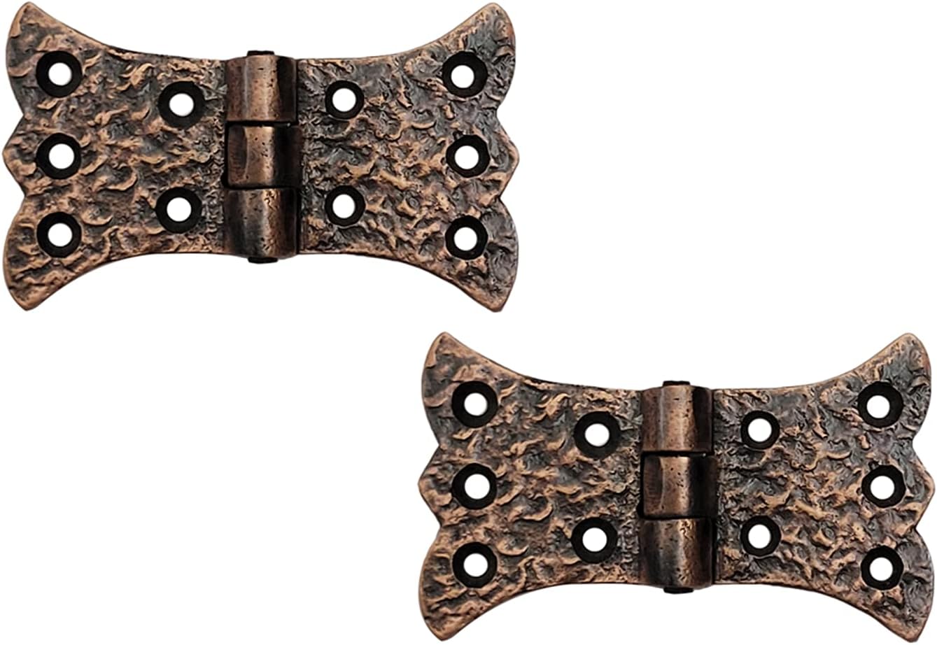 Antique Cast Iron Cabinet Butterfly Hinges (2 Pack, Green Patina) W59495
