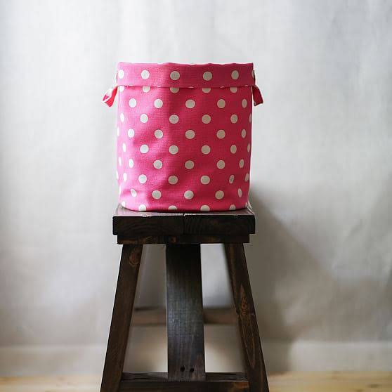 Hot Pink Dot Cotton Canvas Storage Bin P757097