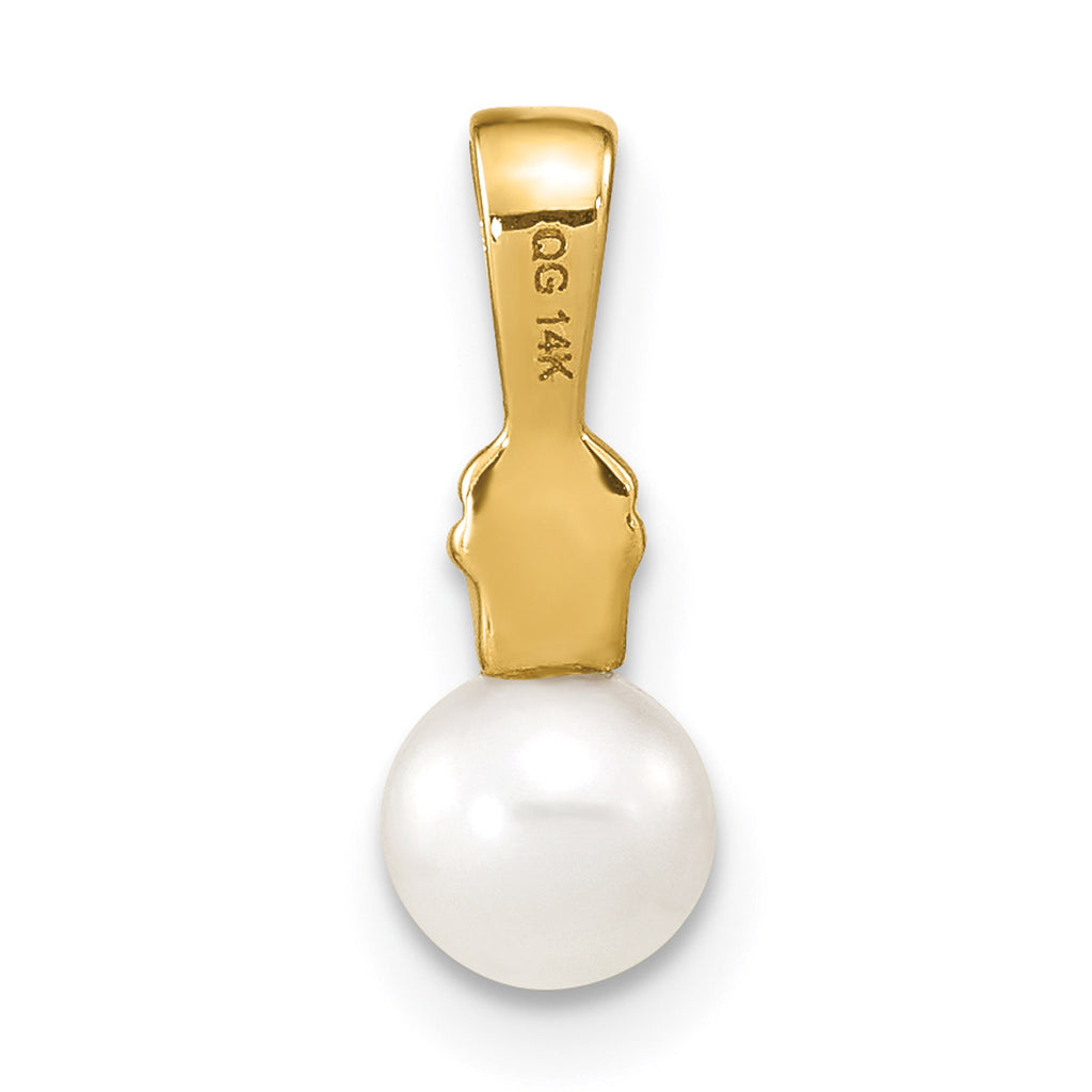 14K Yellow Gold Freshwater Cultured Pearl And Diamond Pendant Charm Necklace 20'' K48864