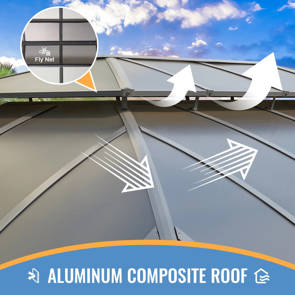 12'x16' Hardtop Aluminum Patio Gazebo with Aluminum Composite Double Roof T695771