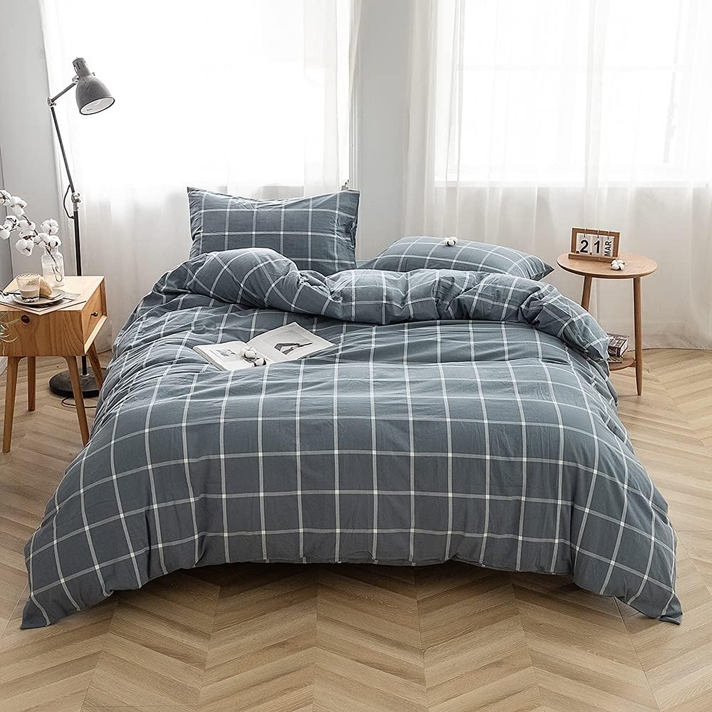 3-Piece Queen Washed Cotton Duvet Cover Set W566