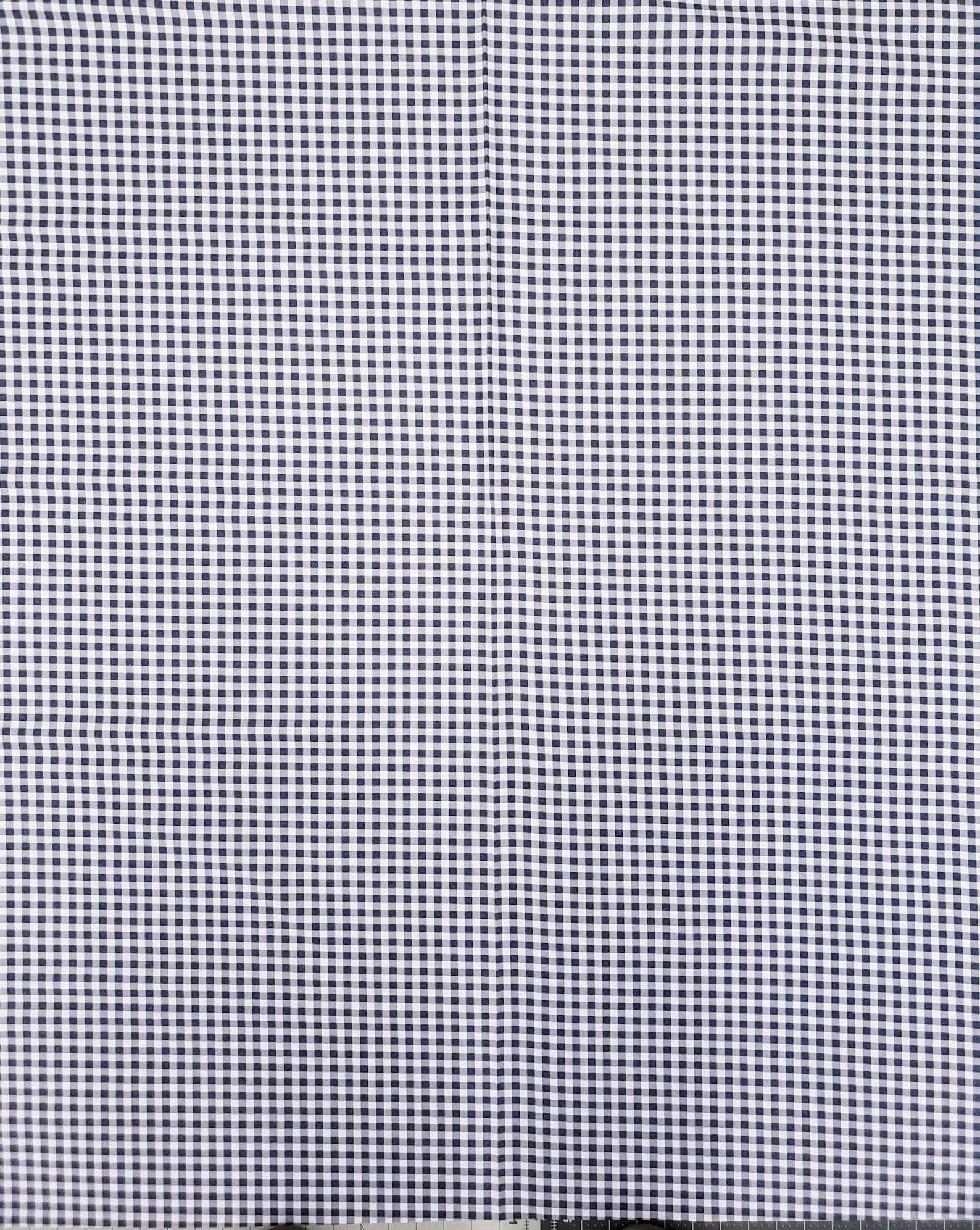 Navy Blue White Checked Gingham Curtain Panels Set of 2 24 Inch Long Q426