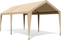 10X20ft Heavy Duty Car Canopy with Powder-Coated Steel Frame, 6 Legs, White K2216