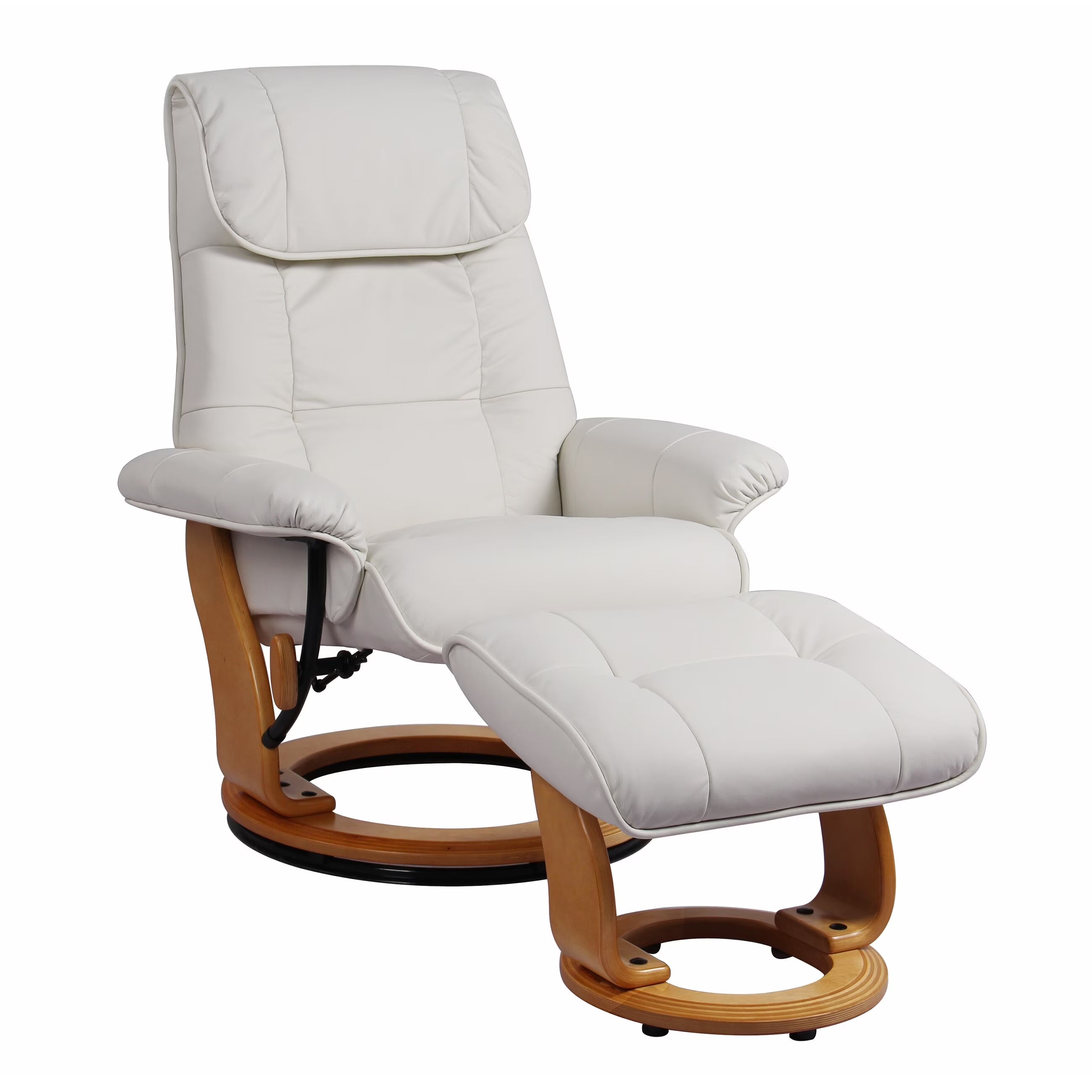 White Top Grain Leather Recliner and Ottoman L6740