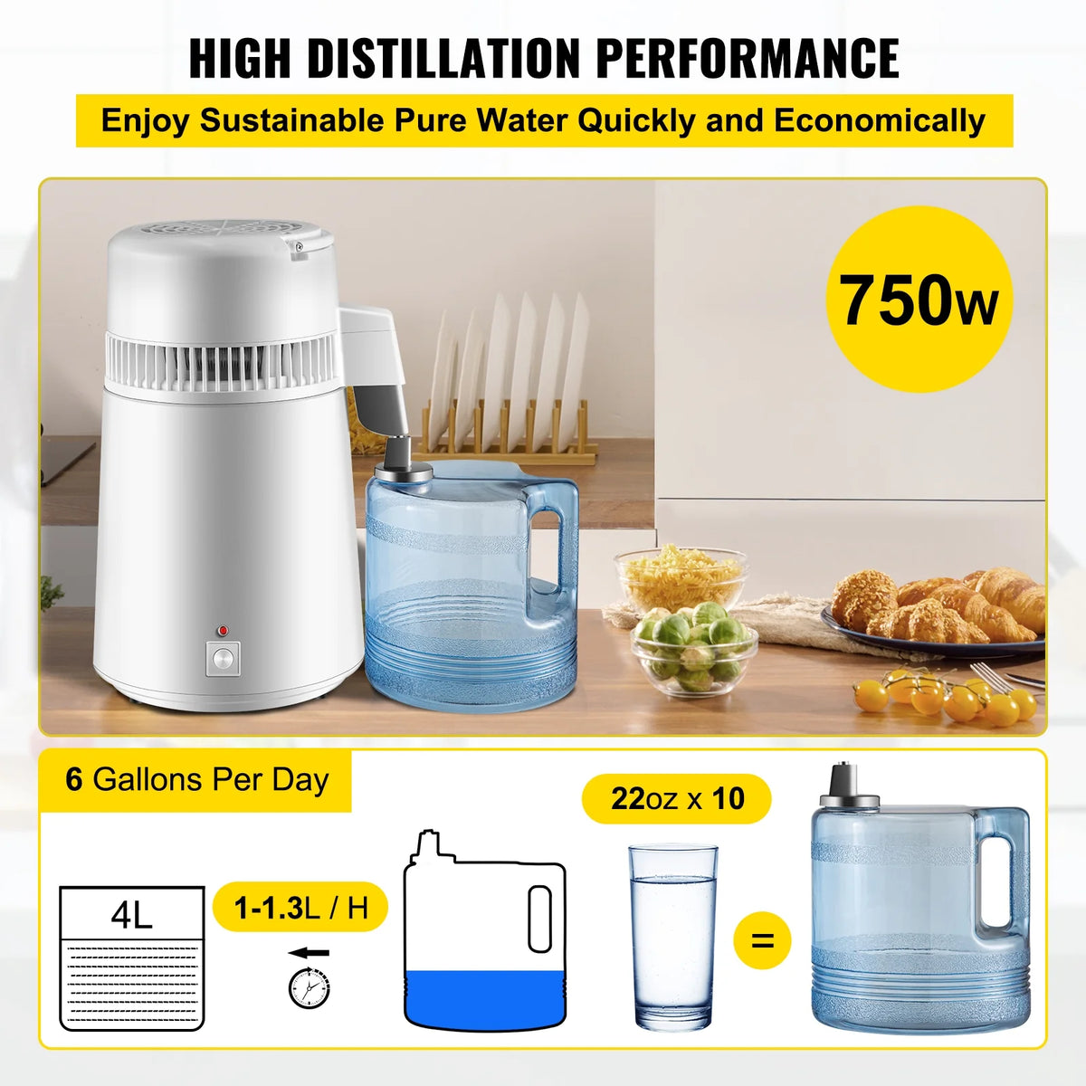 Stainless Steel Water Distiller 1.1 Gallon/4 L Countertop B104226