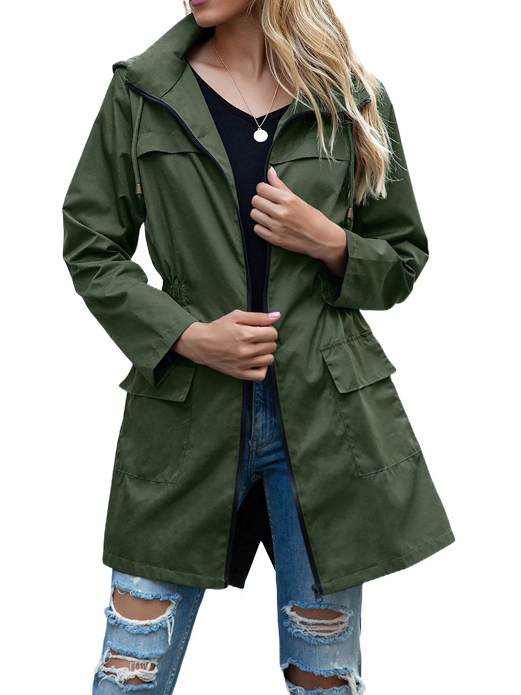 Waterproof Hooded Lightweight Rain Jacket L56549