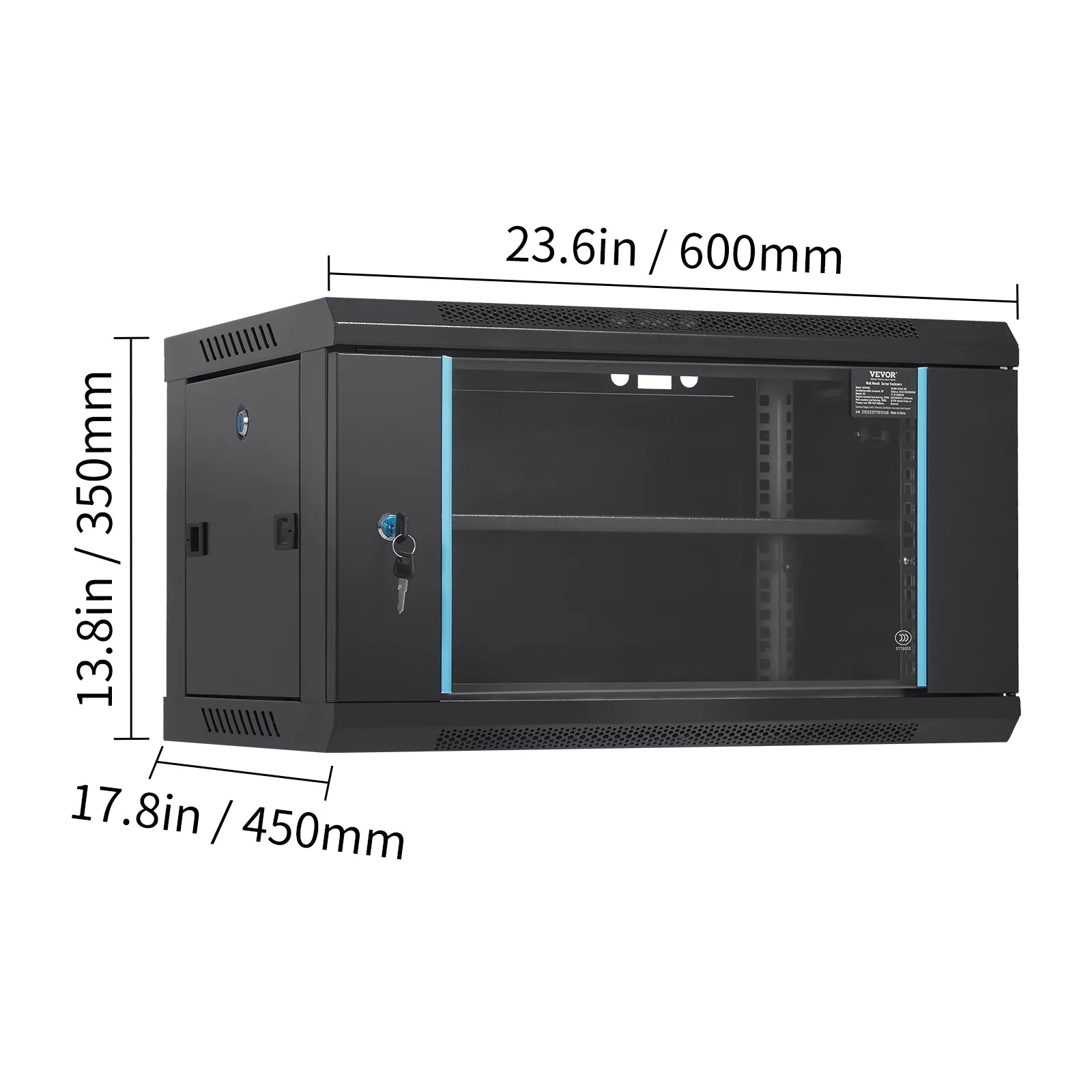 6U 13.8'' Wall Mount Network Server Rack Cabinet Enclosure with Door Lock, 2 Shelves T91865