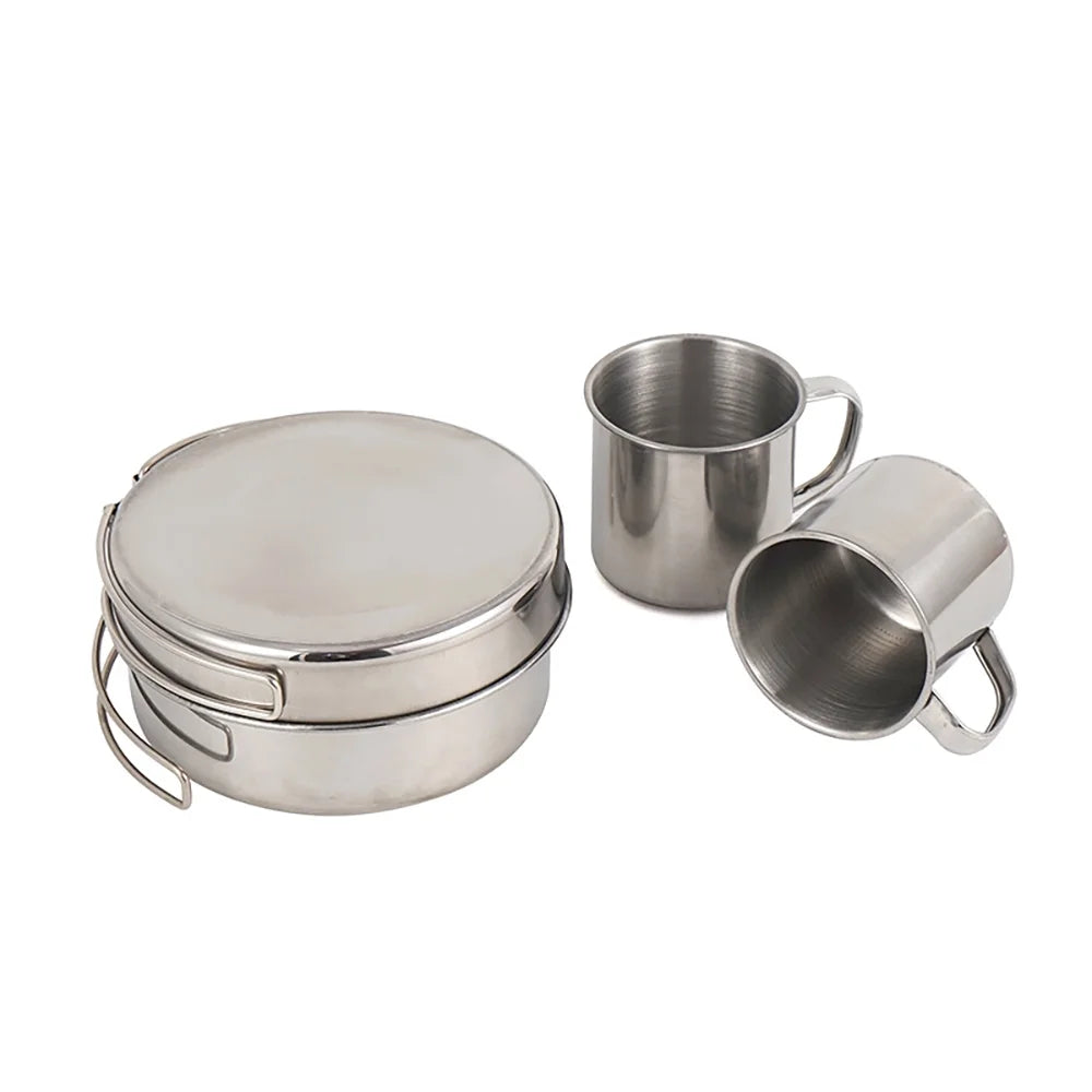 8PCS Stainless Steel Camping Cookware Mess Kit U614