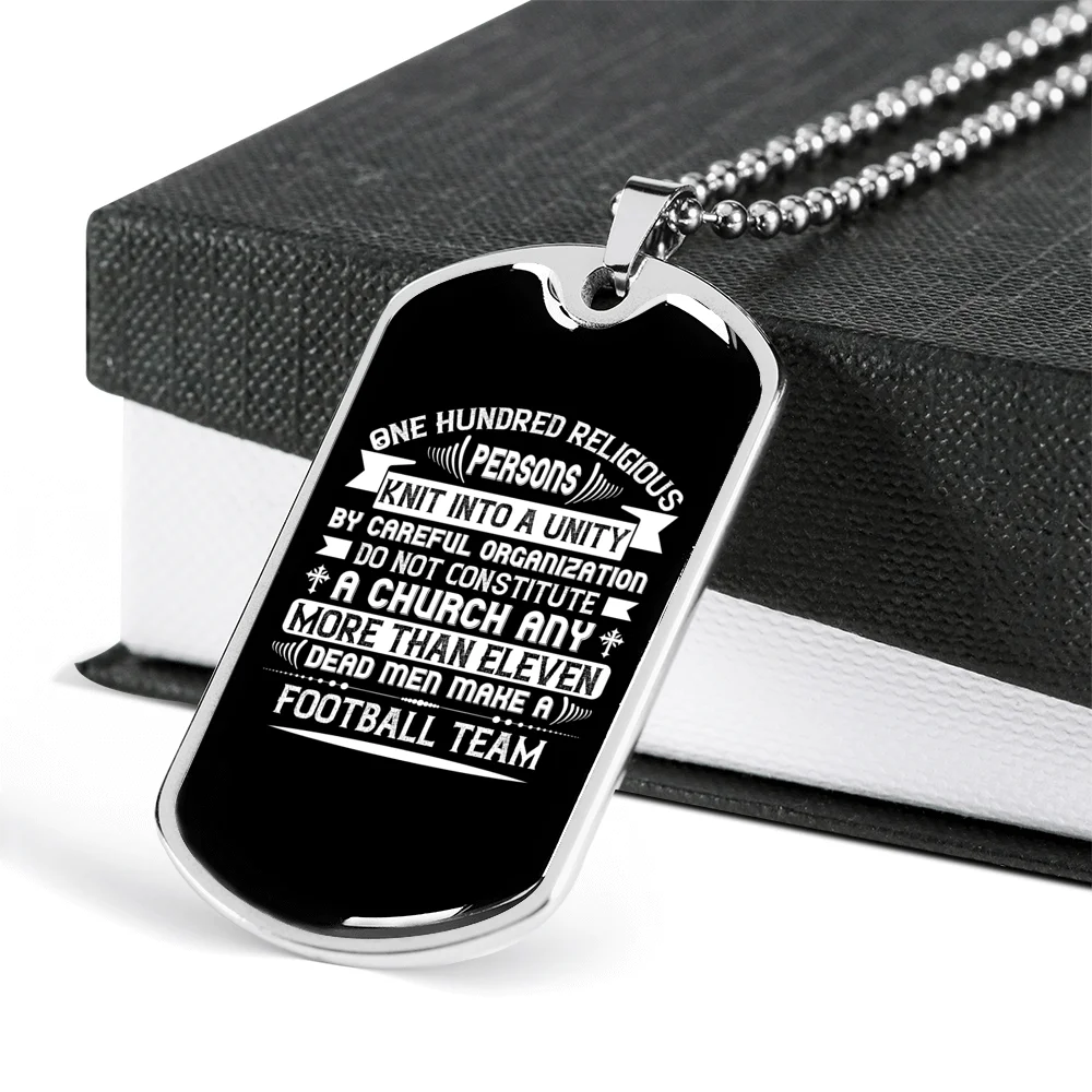 Stainless Steel or 18k Gold Dog Tag Necklace with 24" Chain A3598