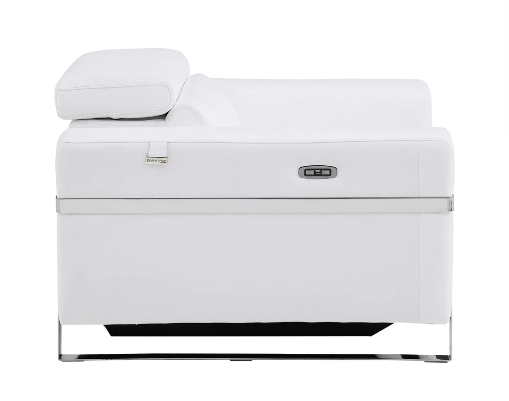 White Top Grain Italian Leather Power Recliner Chair V492