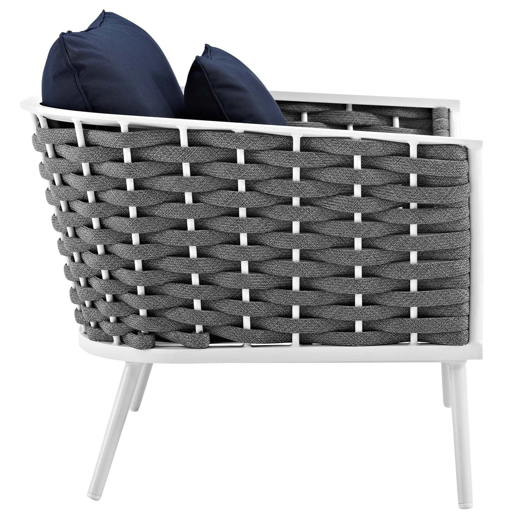 White Navy 2 Piece Aluminum Outdoor Sectional Sofa Set R87258
