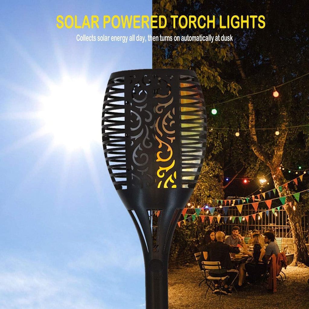 6 Pack Solar Outdoor Lights 96 LED Flickering Flames Waterproof I2061