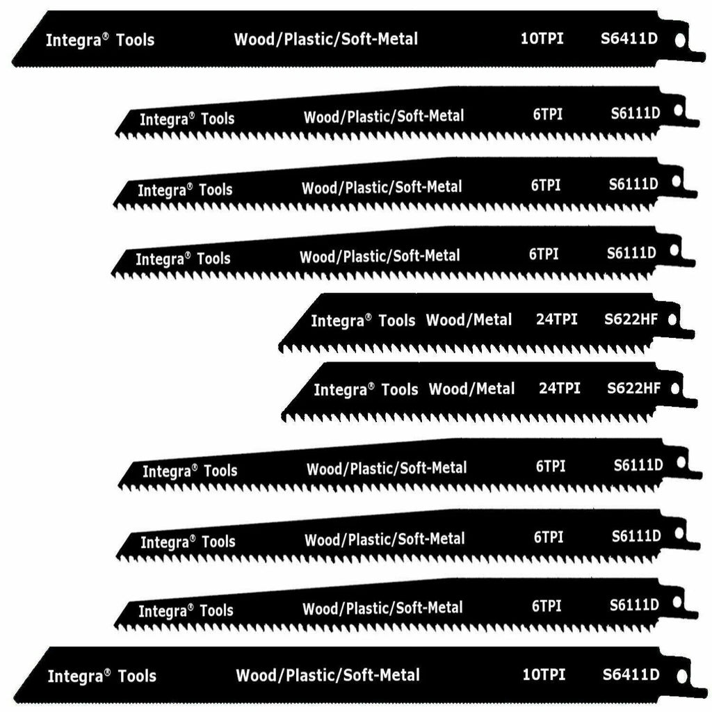 10pc Reciprocating Saw Blades 9x22 Wood Soft-Metal X158