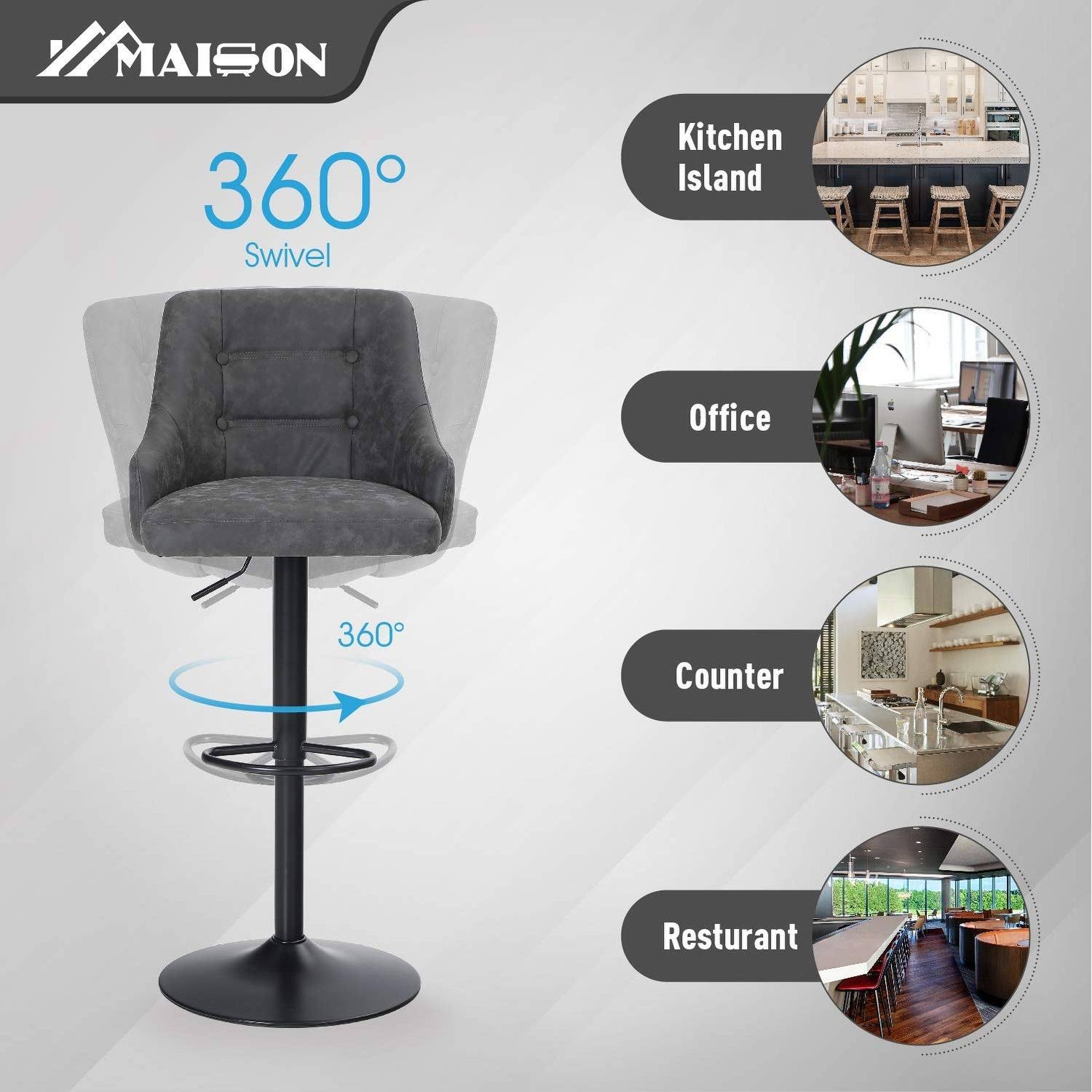 Brown Faux Leather Swivel Bar Stool Y5085