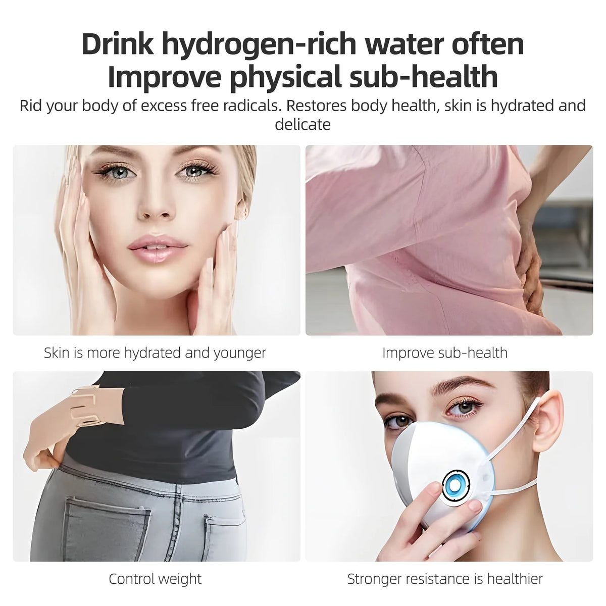 Hydrogen Water Bottle 330ml Type-c Pem Ionizer Watercup K827