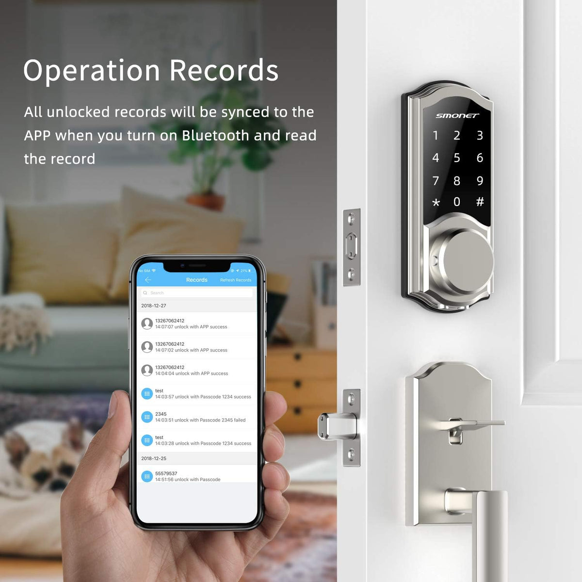 Smart Deadbolt Door Lock with Touchscreen Keypad and Physical Keys V927