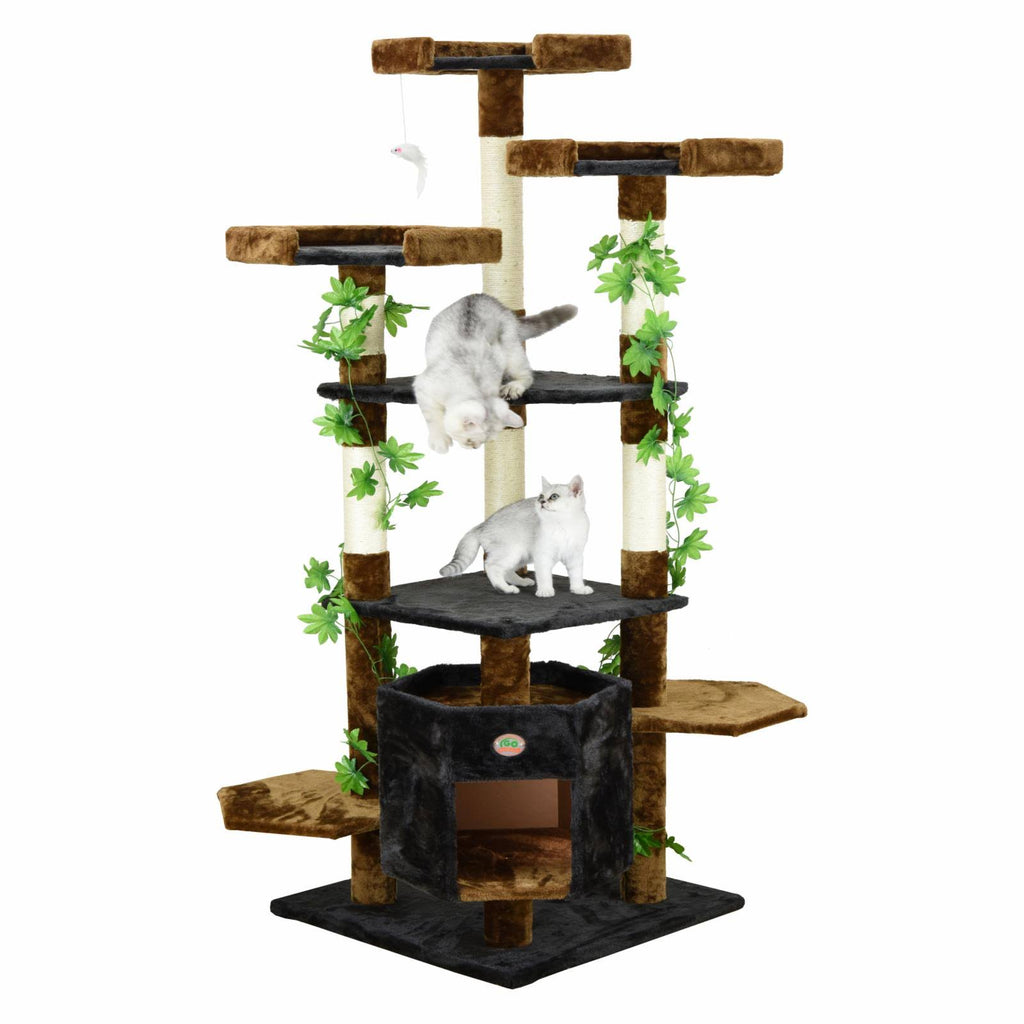 67-Inch Brown Black Cat Condo Climber Furniture V605