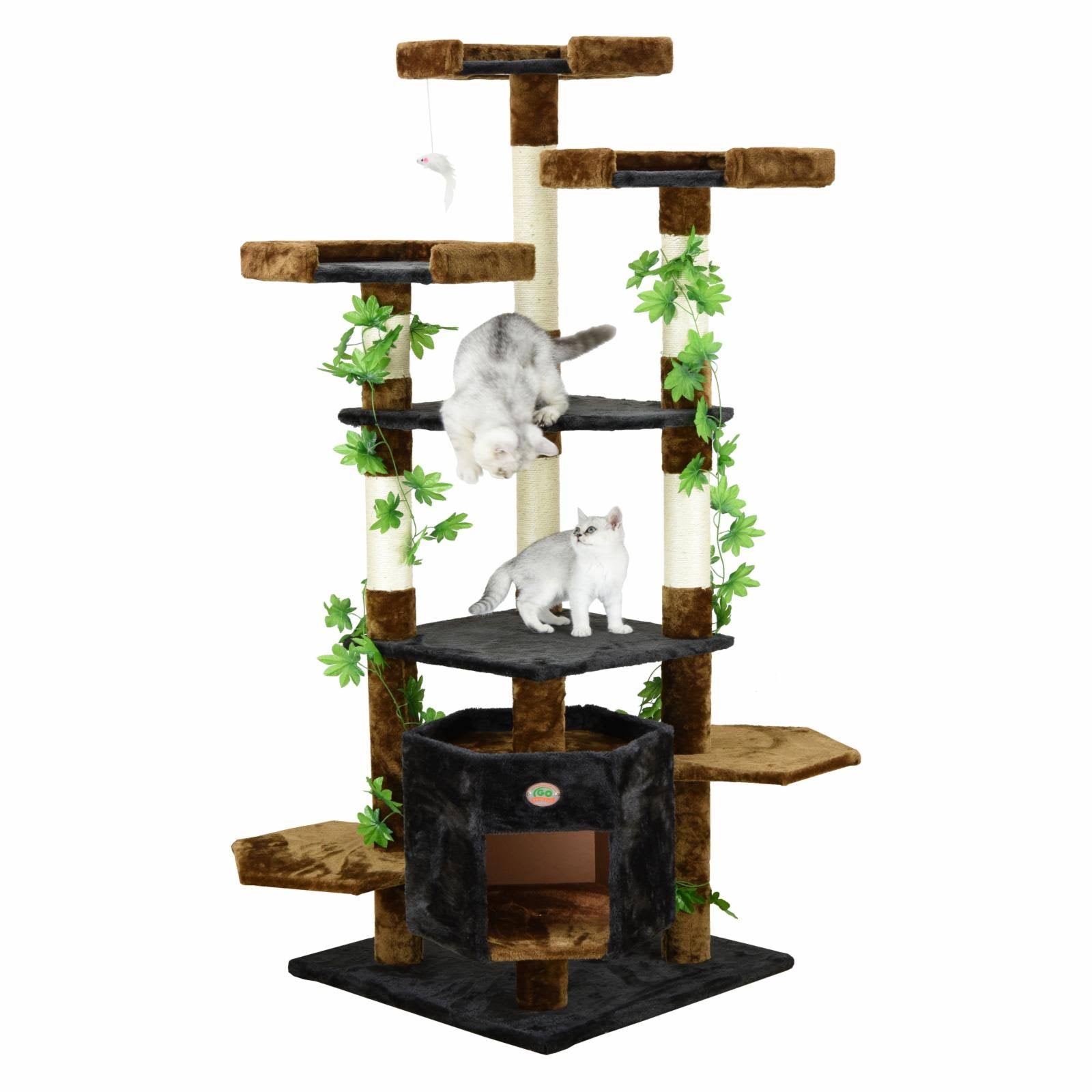 67-Inch Brown Black Cat Condo Climber Furniture V605