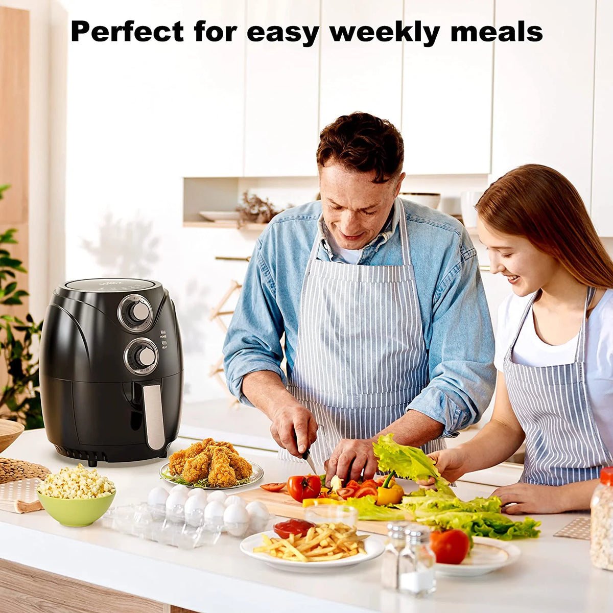 Compact Electric Air Fryer, Non-Stick Basket, 2.6 Quart, 1200W, Black J218