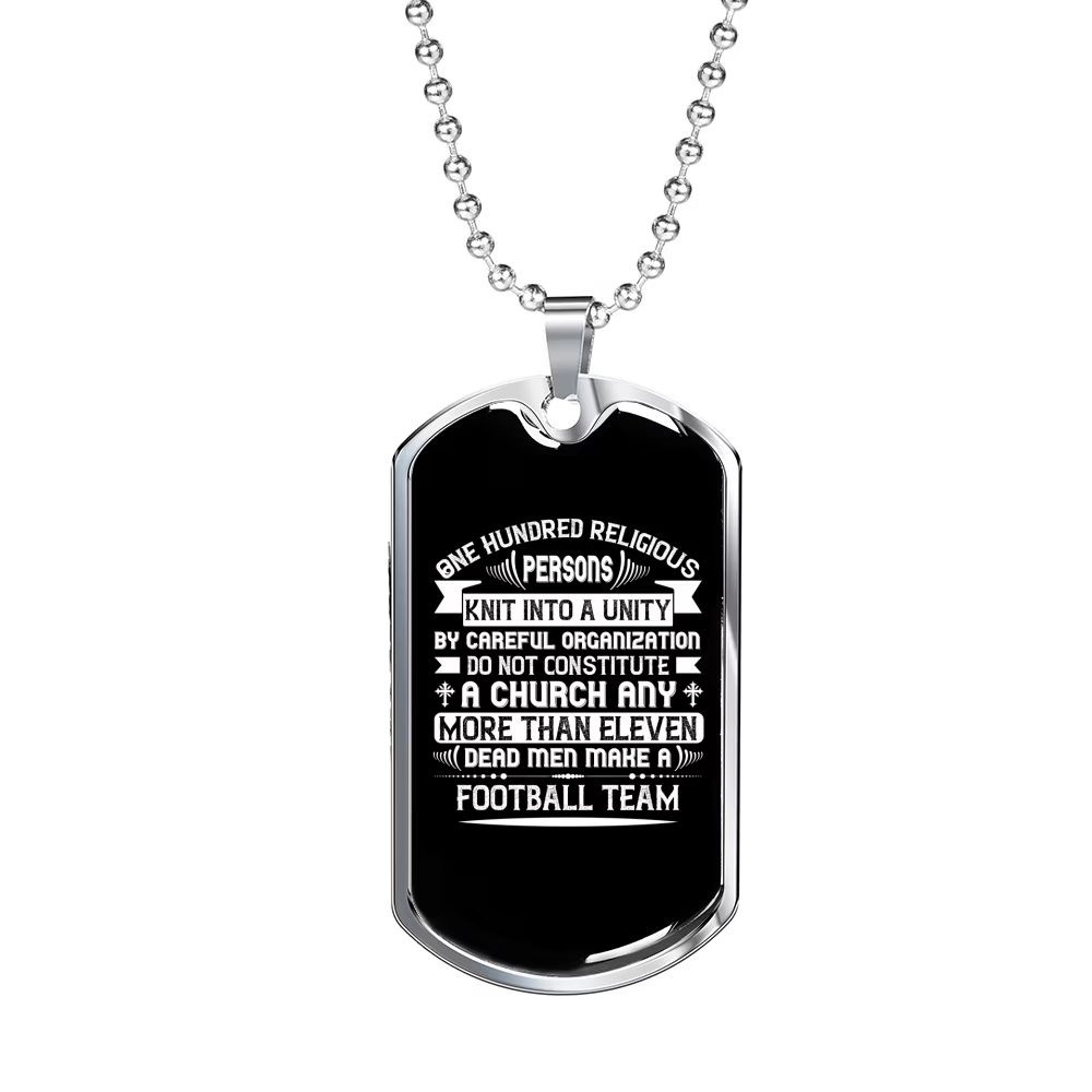 Stainless Steel or 18k Gold Dog Tag Necklace with 24" Chain A3598