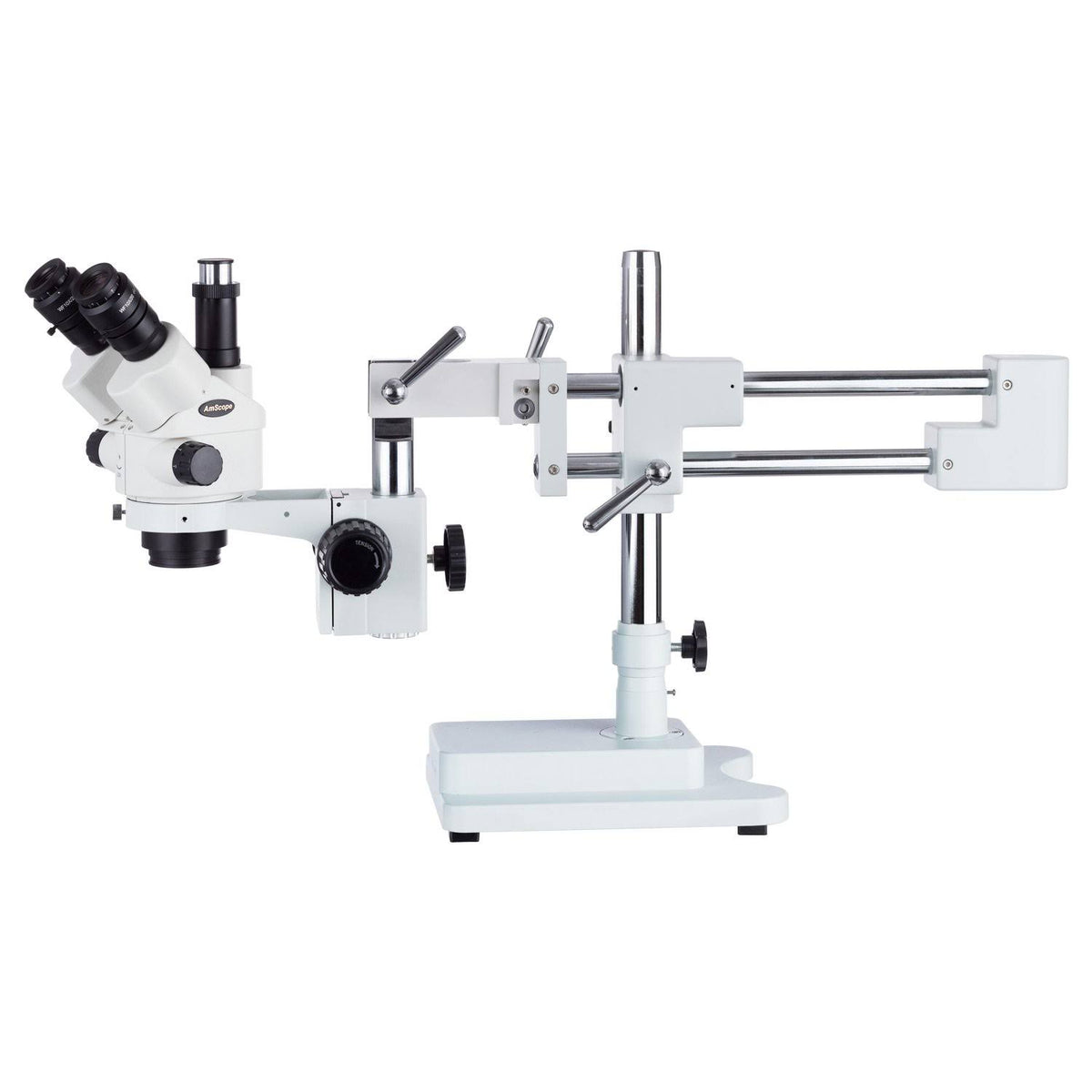 3.5X-45X Simul-Focal Stereo Boom Stand Microscope with Fluorescent Light and 3MP Camera I302
