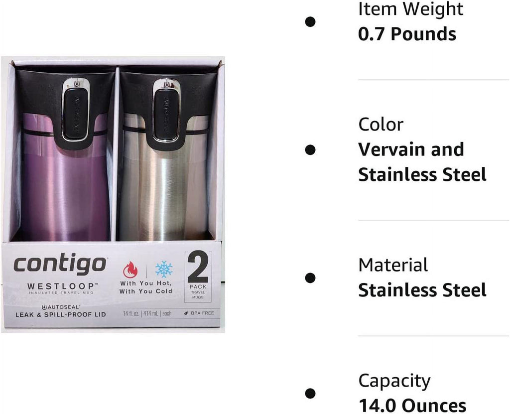14 Oz. Travel Mug, 2 pk. Stainless Steel J4367