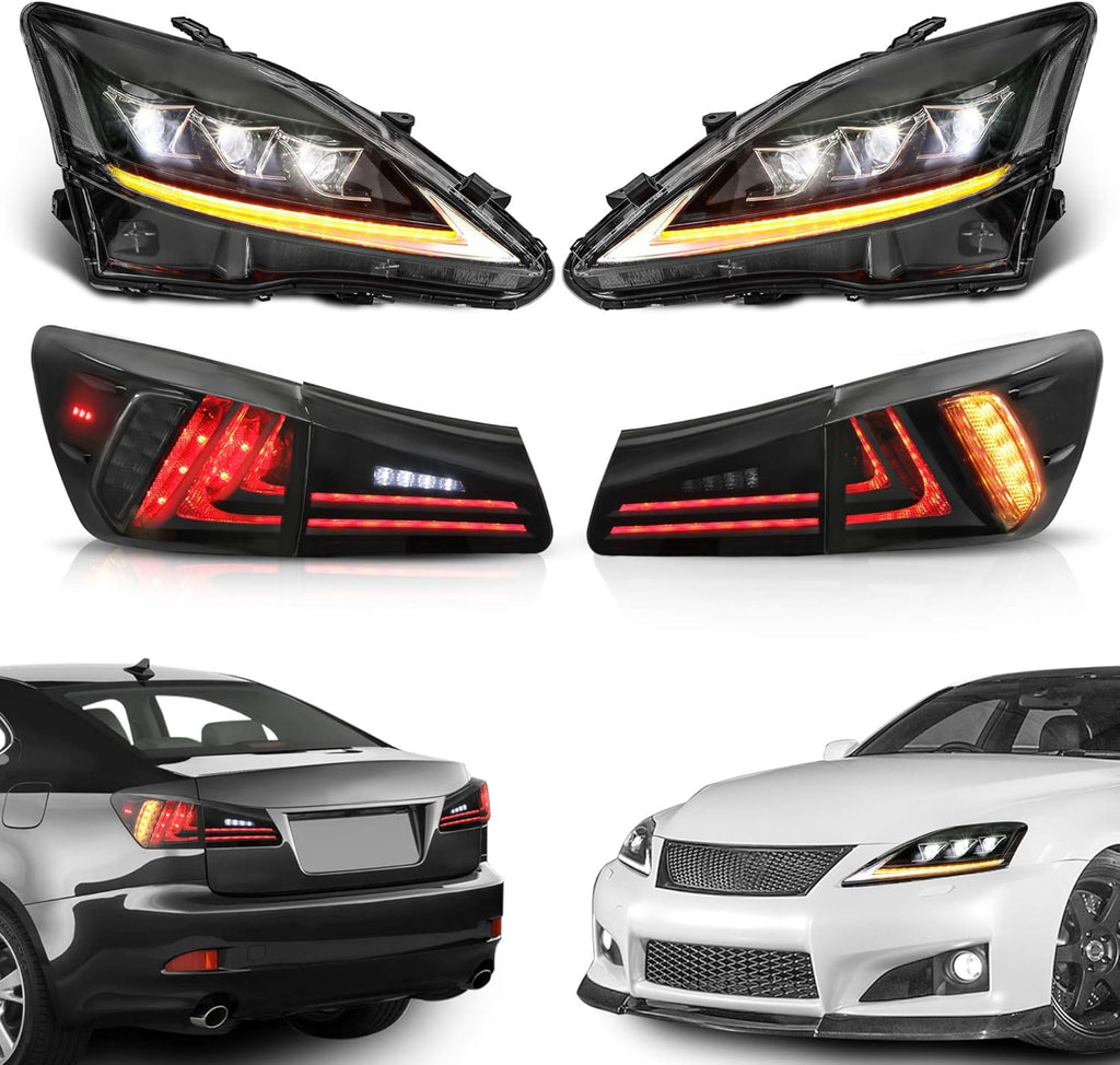 LED Projector Headlight with Tail Light Set of 4 W767