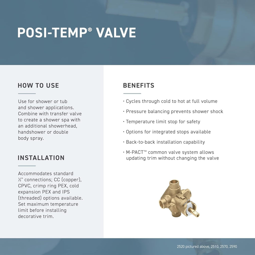 1/2-Inch CC Connection Pressure Balancing Shower Rough-In Valve M896639