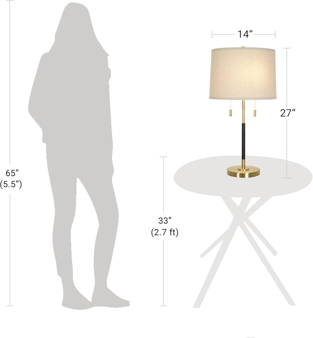 Black & Antique Brass 2-Light Table Lamp Z9035