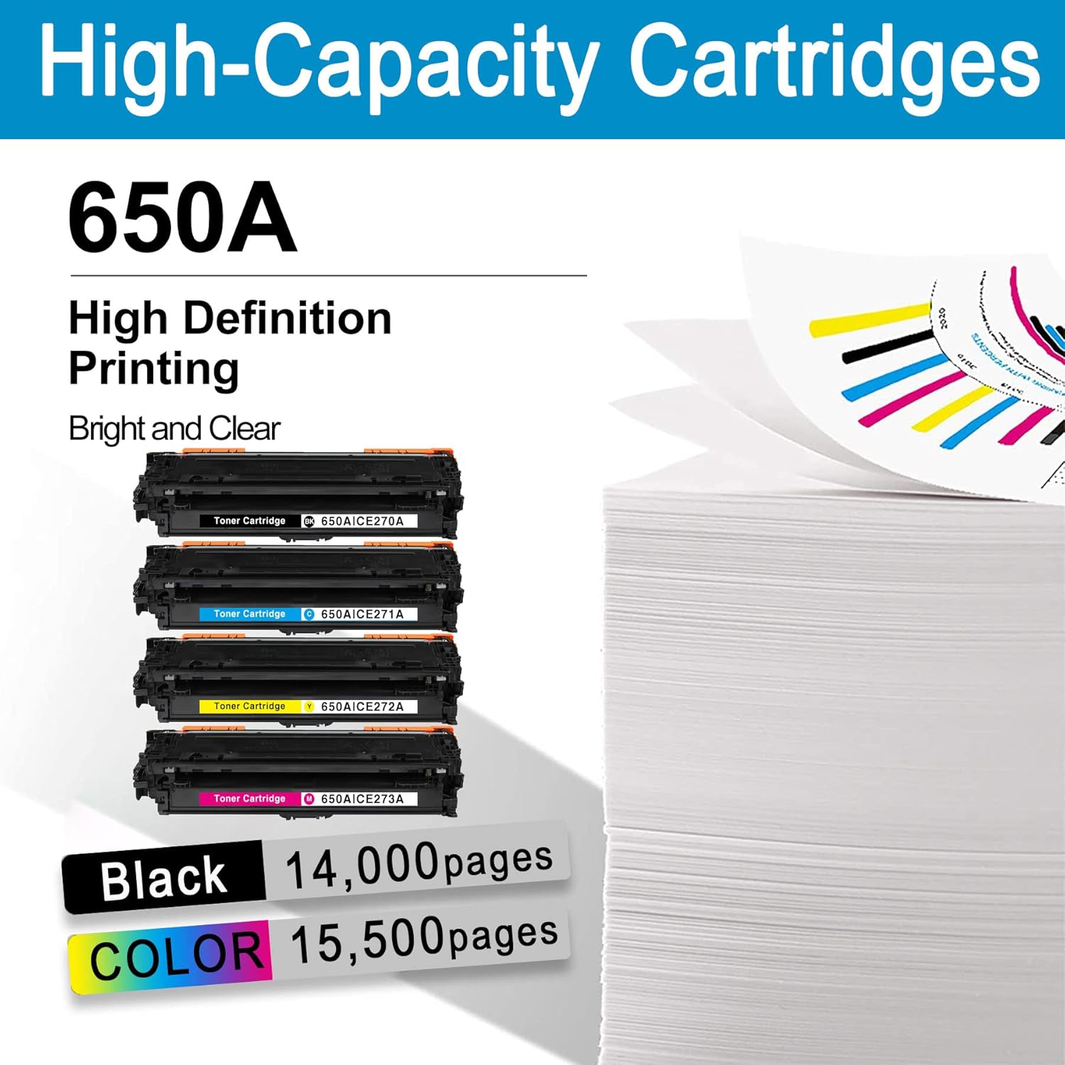 5 Pack Remanufactured Toner Cartridge for HP Color Enterprise CP5525n CP5525dn CP5525xh M750n M750dn M750xh D79924