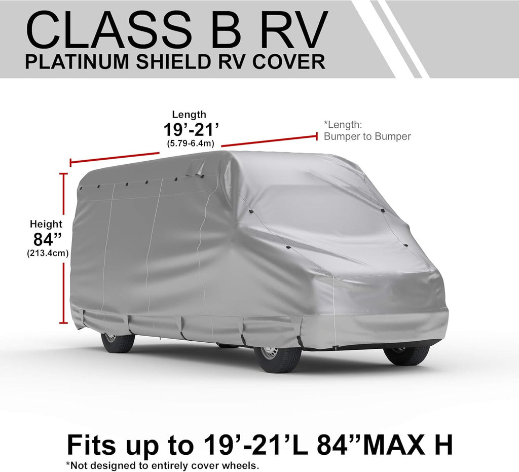 Weatherproof RV Cover for Conversion Van RV 16' - 18' Long with Fleece Lining, Cable Lock, Storage Bag & Wind Straps X721
