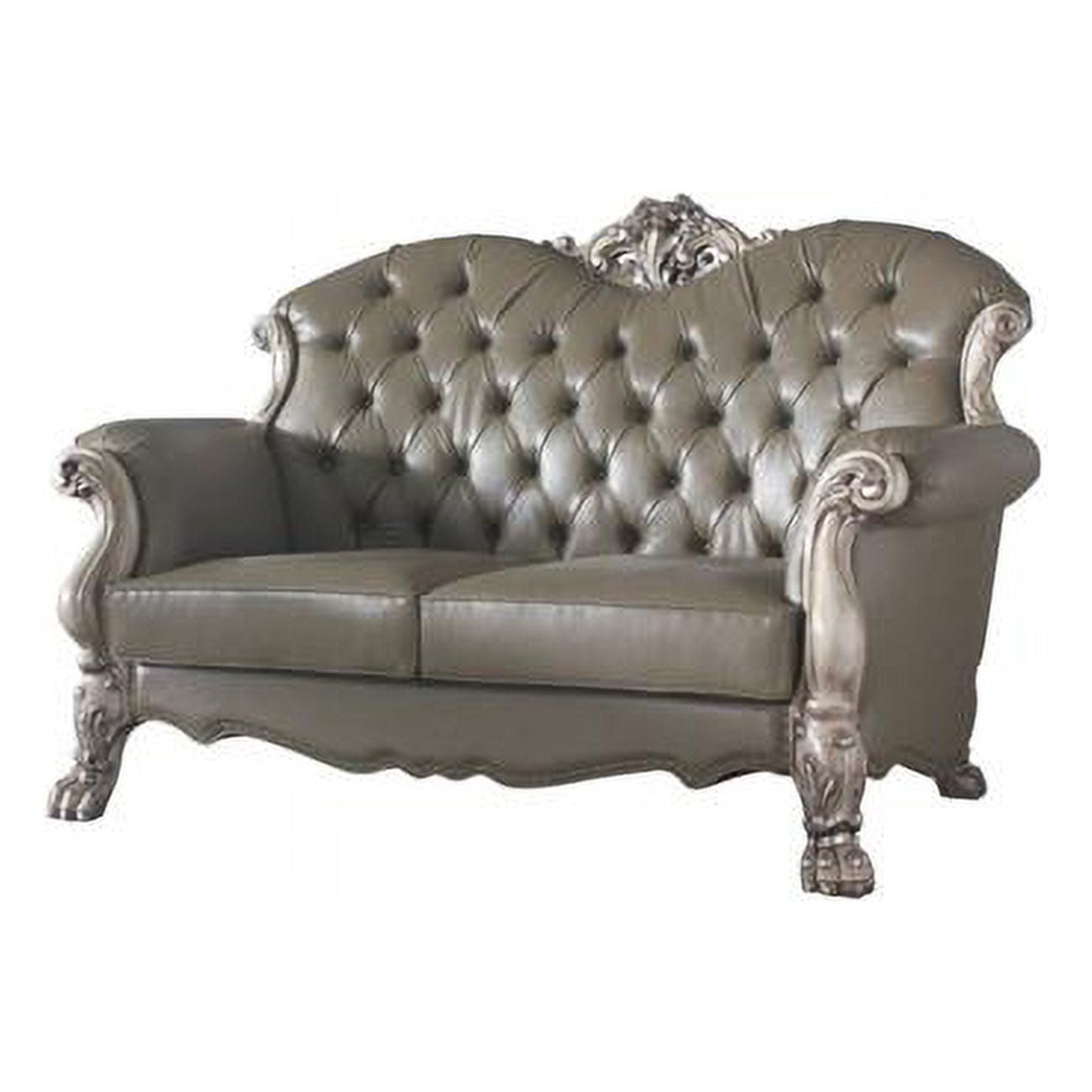 Patina & Bone Faux Leather Love Seat & Toss Pillows B89533