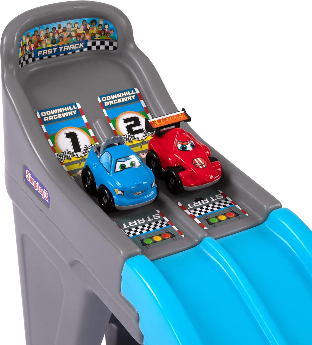 Dual Lane Kids Race Car Track with 2 Toy Race Cars F50161