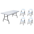 6' Folding Banquet Table & Folding Chairs (4 Pack) L3012