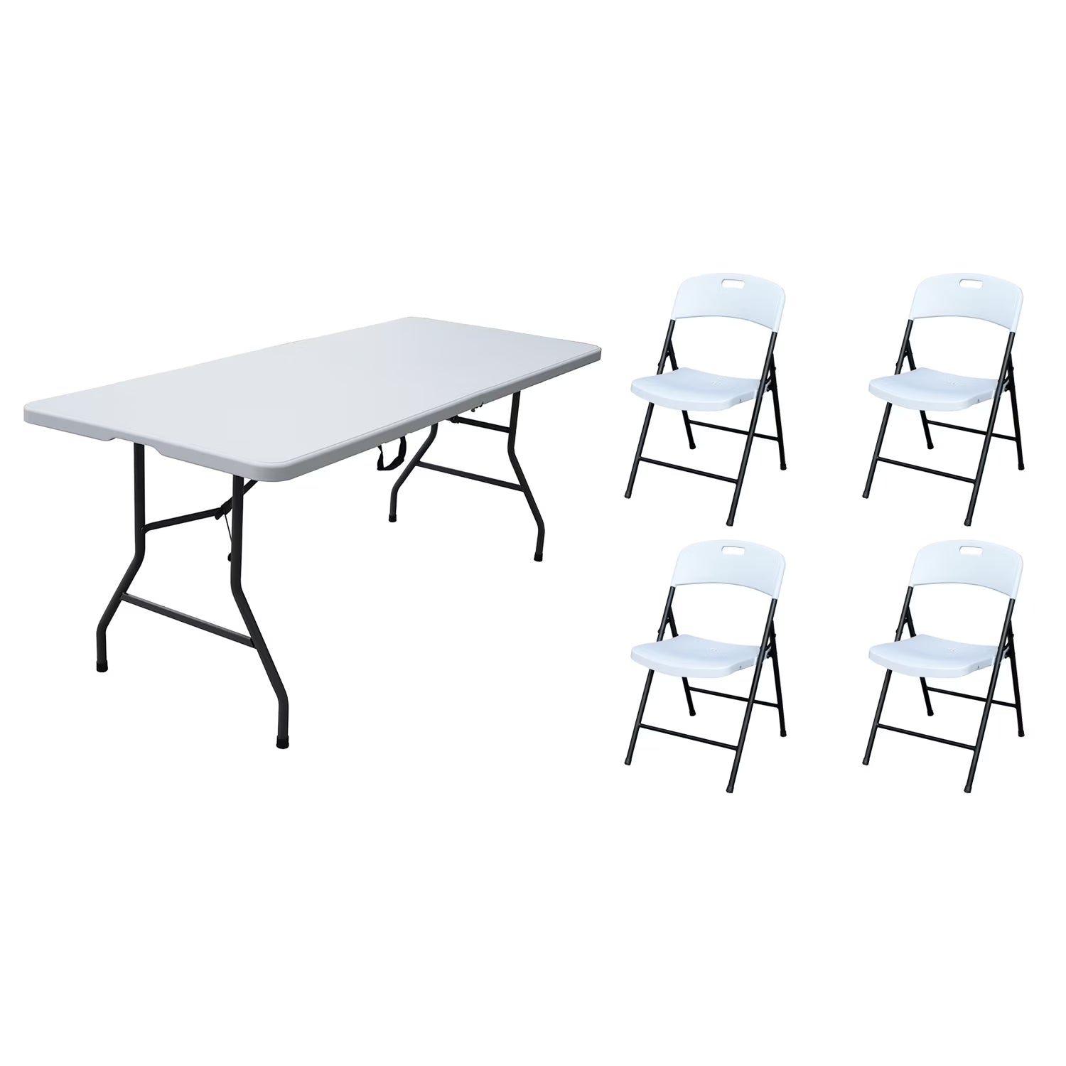 6' Folding Banquet Table & Folding Chairs (4 Pack) L3012