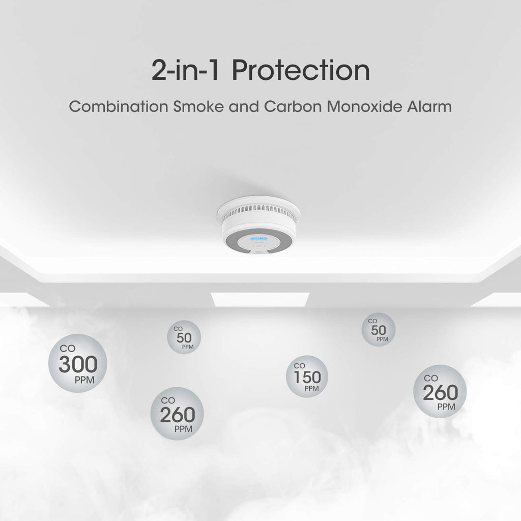 10-Year Battery Smoke Carbon Monoxide Detector Alarm with CO Readings A312501