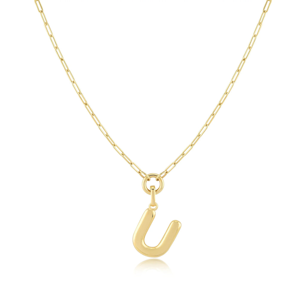 Gold-Filled Initial Necklace with A-Z Pendant Paperclip Chain H27224