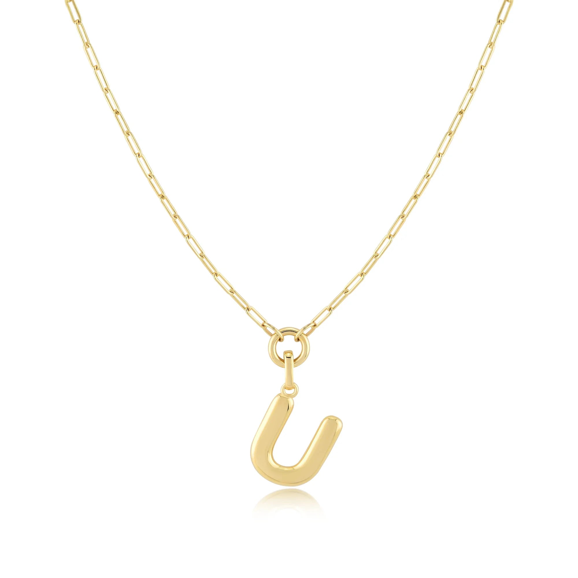 Gold-Filled Initial Necklace with A-Z Pendant Paperclip Chain H27224